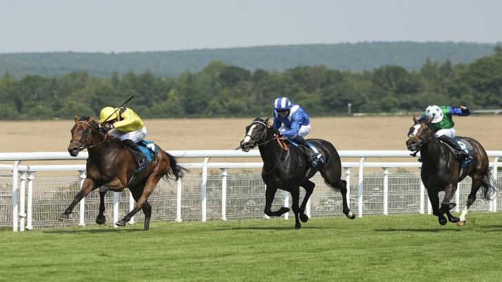Horse racing action at Goodwood 